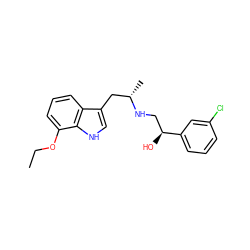 CCOc1cccc2c(C[C@H](C)NC[C@H](O)c3cccc(Cl)c3)c[nH]c12 ZINC000001486150