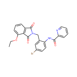 CCOc1cccc2c1C(=O)N(Cc1cc(Br)ccc1NC(=O)c1ccccn1)C2=O ZINC000028948848