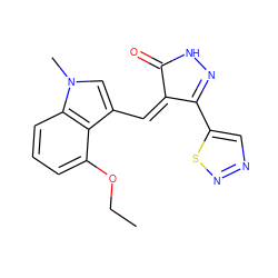 CCOc1cccc2c1c(/C=C1\C(=O)NN=C1c1cnns1)cn2C ZINC000028955044