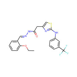 CCOc1ccccc1/C=N/NC(=O)Cc1csc(Nc2cccc(C(F)(F)F)c2)n1 ZINC000002162154