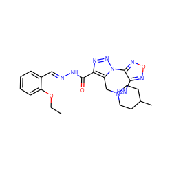 CCOc1ccccc1/C=N/NC(=O)c1nnn(-c2nonc2N)c1CN1CCC(C)CC1 ZINC000003633210