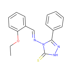 CCOc1ccccc1/C=N/n1c(-c2ccccc2)n[nH]c1=S ZINC000001302405