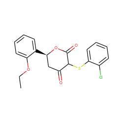 CCOc1ccccc1[C@@H]1CC(=O)C(Sc2ccccc2Cl)C(=O)O1 ZINC000299823339