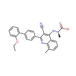 CCOc1ccccc1-c1ccc(-c2nc3c(C)cccc3c(N[C@H](C)C(=O)O)c2C#N)cc1 ZINC000028897681