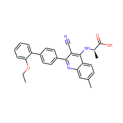 CCOc1ccccc1-c1ccc(-c2nc3cc(C)ccc3c(N[C@H](C)C(=O)O)c2C#N)cc1 ZINC000028897676