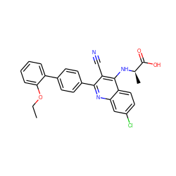 CCOc1ccccc1-c1ccc(-c2nc3cc(Cl)ccc3c(N[C@H](C)C(=O)O)c2C#N)cc1 ZINC000028897679