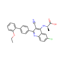 CCOc1ccccc1-c1ccc(-c2nc3ccc(Cl)cc3c(N[C@H](C)C(=O)O)c2C#N)cc1 ZINC000028897661