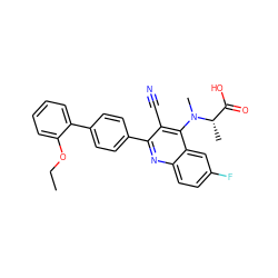 CCOc1ccccc1-c1ccc(-c2nc3ccc(F)cc3c(N(C)[C@@H](C)C(=O)O)c2C#N)cc1 ZINC000028897622