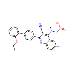 CCOc1ccccc1-c1ccc(-c2nc3ccc(F)cc3c(N(C)CC(=O)O)c2C#N)cc1 ZINC000028897517