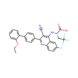 CCOc1ccccc1-c1ccc(-c2nc3ccc(F)cc3c(N[C@@H](CC(F)(F)F)C(=O)O)c2C#N)cc1 ZINC000028897588