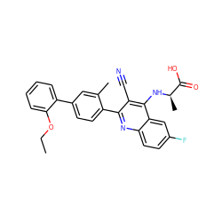 CCOc1ccccc1-c1ccc(-c2nc3ccc(F)cc3c(N[C@H](C)C(=O)O)c2C#N)c(C)c1 ZINC000028897745