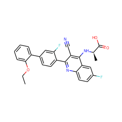 CCOc1ccccc1-c1ccc(-c2nc3ccc(F)cc3c(N[C@H](C)C(=O)O)c2C#N)c(F)c1 ZINC000028897740