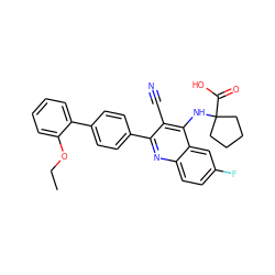 CCOc1ccccc1-c1ccc(-c2nc3ccc(F)cc3c(NC3(C(=O)O)CCCC3)c2C#N)cc1 ZINC000053014330