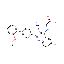 CCOc1ccccc1-c1ccc(-c2nc3ccc(F)cc3c(NCC(=O)O)c2C#N)cc1 ZINC000028897320