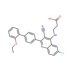 CCOc1ccccc1-c1ccc(-c2nc3ccc(F)cc3c(NCCC(=O)O)c2C#N)cc1 ZINC000028897478