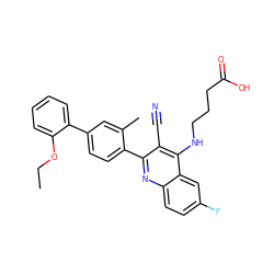 CCOc1ccccc1-c1ccc(-c2nc3ccc(F)cc3c(NCCCC(=O)O)c2C#N)c(C)c1 ZINC000028897706