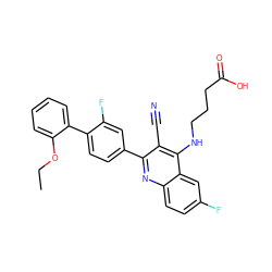 CCOc1ccccc1-c1ccc(-c2nc3ccc(F)cc3c(NCCCC(=O)O)c2C#N)cc1F ZINC000028897695