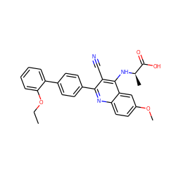 CCOc1ccccc1-c1ccc(-c2nc3ccc(OC)cc3c(N[C@H](C)C(=O)O)c2C#N)cc1 ZINC000028897666