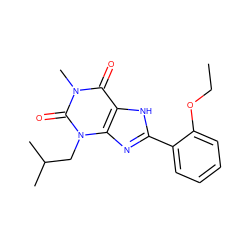 CCOc1ccccc1-c1nc2c([nH]1)c(=O)n(C)c(=O)n2CC(C)C ZINC000013818323