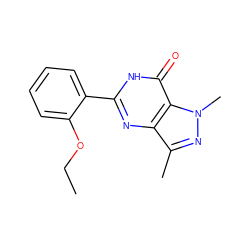 CCOc1ccccc1-c1nc2c(C)nn(C)c2c(=O)[nH]1 ZINC000029488416