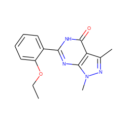 CCOc1ccccc1-c1nc2c(c(C)nn2C)c(=O)[nH]1 ZINC000013755563