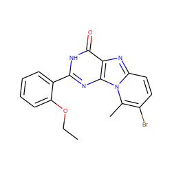 CCOc1ccccc1-c1nc2c(nc3ccc(Br)c(C)n32)c(=O)[nH]1 ZINC000028523410