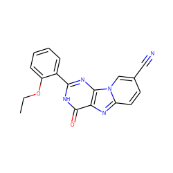 CCOc1ccccc1-c1nc2c(nc3ccc(C#N)cn32)c(=O)[nH]1 ZINC000028523948