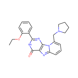 CCOc1ccccc1-c1nc2c(nc3cccc(CN4CCCC4)n32)c(=O)[nH]1 ZINC000028524162