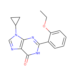 CCOc1ccccc1-c1nc2c(ncn2C2CC2)c(=O)[nH]1 ZINC000028338552