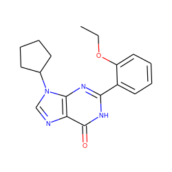 CCOc1ccccc1-c1nc2c(ncn2C2CCCC2)c(=O)[nH]1 ZINC000028339321