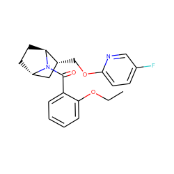 CCOc1ccccc1C(=O)N1[C@H]2CC[C@H]1[C@H](COc1ccc(F)cn1)C2 ZINC000226039352