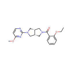 CCOc1ccccc1C(=O)N1C[C@@H]2CN(c3nccc(OC)n3)C[C@@H]2C1 ZINC000116823687