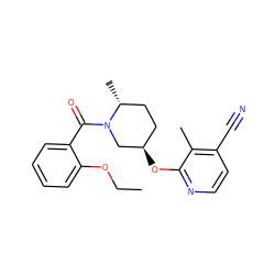 CCOc1ccccc1C(=O)N1C[C@H](Oc2nccc(C#N)c2C)CC[C@H]1C ZINC000143394426