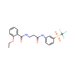 CCOc1ccccc1C(=O)NCCC(=O)Nc1cccc(S(=O)(=O)C(F)(F)F)c1 ZINC000199853790