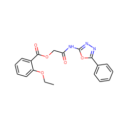 CCOc1ccccc1C(=O)OCC(=O)Nc1nnc(-c2ccccc2)o1 ZINC000007508548