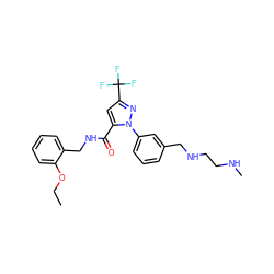 CCOc1ccccc1CNC(=O)c1cc(C(F)(F)F)nn1-c1cccc(CNCCNC)c1 ZINC000049111997