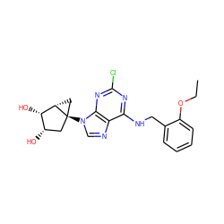 CCOc1ccccc1CNc1nc(Cl)nc2c1ncn2[C@@]12C[C@H](O)[C@H](O)[C@@H]1C2 ZINC001772653059