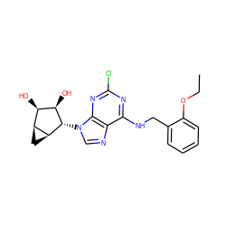 CCOc1ccccc1CNc1nc(Cl)nc2c1ncn2[C@H]1[C@H](O)[C@H](O)[C@@H]2C[C@@H]21 ZINC000084615055