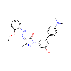 CCOc1ccccc1N/N=C1\C(=O)N(c2cc(O)cc(-c3ccc(N(C)C)cc3)c2)N=C1C ZINC000299855812