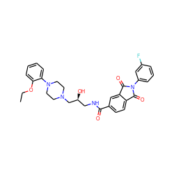 CCOc1ccccc1N1CCN(C[C@@H](O)CNC(=O)c2ccc3c(c2)C(=O)N(c2cccc(F)c2)C3=O)CC1 ZINC000026269026