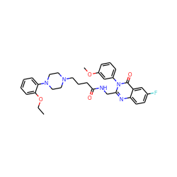 CCOc1ccccc1N1CCN(CCCC(=O)NCc2nc3ccc(F)cc3c(=O)n2-c2cccc(OC)c2)CC1 ZINC000029123270