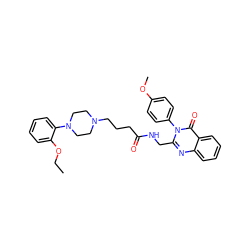 CCOc1ccccc1N1CCN(CCCC(=O)NCc2nc3ccccc3c(=O)n2-c2ccc(OC)cc2)CC1 ZINC000029123187