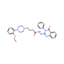 CCOc1ccccc1N1CCN(CCCC(=O)NCc2nc3ccccc3c(=O)n2-c2ccccc2)CC1 ZINC000029123305