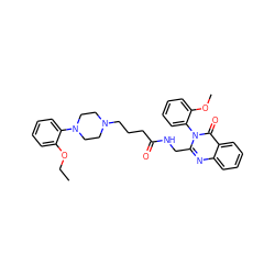 CCOc1ccccc1N1CCN(CCCC(=O)NCc2nc3ccccc3c(=O)n2-c2ccccc2OC)CC1 ZINC000029123550