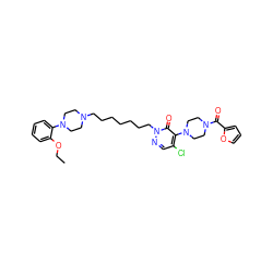 CCOc1ccccc1N1CCN(CCCCCCCn2ncc(Cl)c(N3CCN(C(=O)c4ccco4)CC3)c2=O)CC1 ZINC000027108198