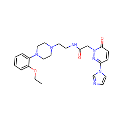 CCOc1ccccc1N1CCN(CCNC(=O)Cn2nc(-n3ccnc3)ccc2=O)CC1 ZINC000096301063