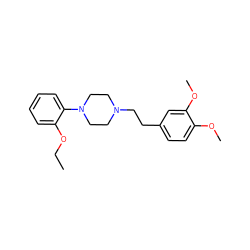 CCOc1ccccc1N1CCN(CCc2ccc(OC)c(OC)c2)CC1 ZINC000005139929