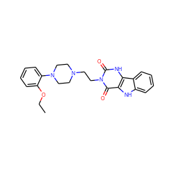 CCOc1ccccc1N1CCN(CCn2c(=O)[nH]c3c([nH]c4ccccc43)c2=O)CC1 ZINC000013523163