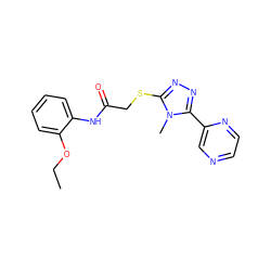 CCOc1ccccc1NC(=O)CSc1nnc(-c2cnccn2)n1C ZINC000002366393