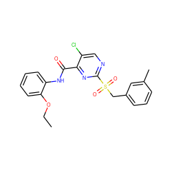 CCOc1ccccc1NC(=O)c1nc(S(=O)(=O)Cc2cccc(C)c2)ncc1Cl ZINC000008613901